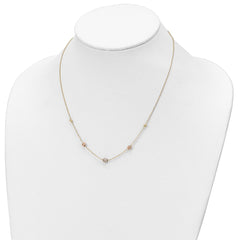 14K Tri-Color Diamond-cut Beads and Beaded Chain 18 inch Station Necklace