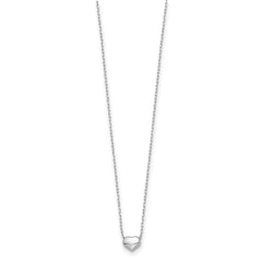 14k White Gold Polished Puffed Heart Pendant 16.5 inch Necklace