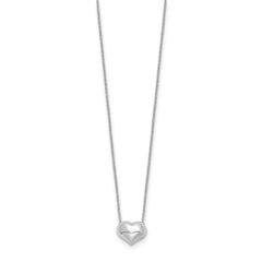 14k White Gold Polished Puffed Heart Pendant 16.5in Necklace