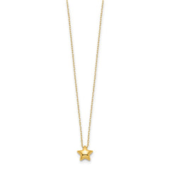 14k Polished Puffed Star Pendant 16.5 inch Necklace