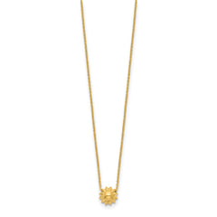 14k Polished Puffed Sun 16.5 inch Necklace