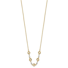 14K Two-tone Polished Love Knots with Mirror Beads 18 inch Necklace Plus 2 inch Extender