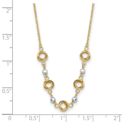 14K Two-tone Polished Love Knots with Mirror Beads 18 inch Necklace Plus 2 inch Extender