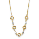14K Two-tone Polished Love Knots with Mirror Beads 18 inch Necklace Plus 2 inch Extender