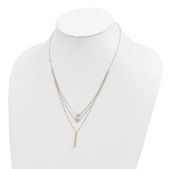 14K Three Strand Diamond-cut Bead/Star/Bar 18 inch Necklace