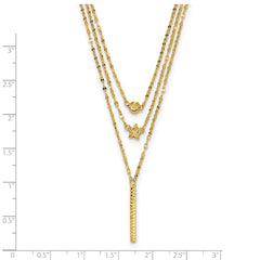 14K Three Strand Diamond-cut Bead/Star/Bar 18 inch Necklace