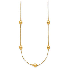 14K Polished Beads 5-Station 16 inch Necklace Plus 2 inch Extender