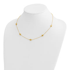 14K Polished Beads 5-Station 16 inch Necklace Plus 2 inch Extender