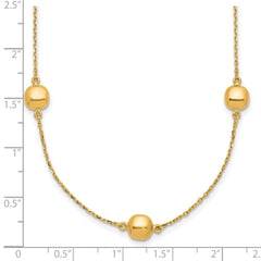 14K Polished Beads 5-Station 16 inch Necklace Plus 2 inch Extender