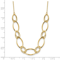 14K Polished Diamond-cut Oval Link 18 inch Necklace