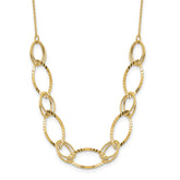 14K Polished Diamond-cut Oval Link 18 inch Necklace