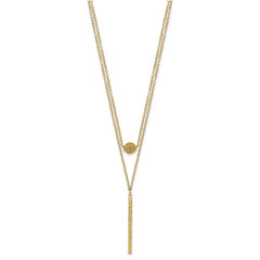 14K Double Layer Hollow Filigree Bead and Diamond-cut Bar 16 inch Necklace Plus 2 inch Extender