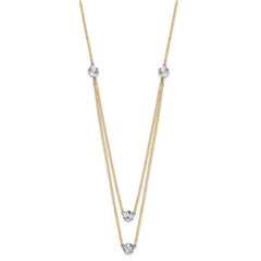 14K Two-tone Polished Diamond-cut Discs Double Layer 17 inch Necklace