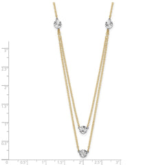 14K Two-tone Polished Diamond-cut Discs Double Layer 17 inch Necklace