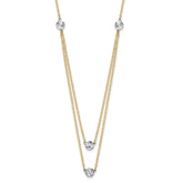 14K Two-tone Polished Diamond-cut Discs Double Layer 17 inch Necklace