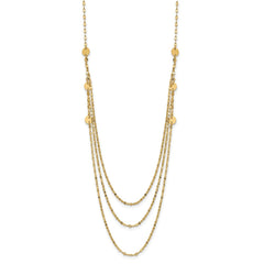 14K Triple Layer Polished Circles Fancy 18 inch Necklace
