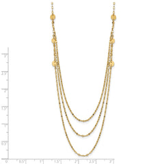 14K Triple Layer Polished Circles Fancy 18 inch Necklace