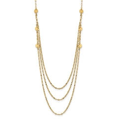 14K Triple Layer Polished Circles Fancy 18 inch Necklace