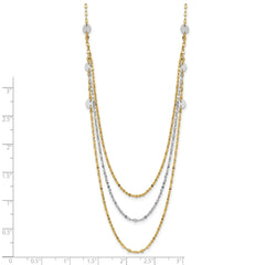 14k Two-tone Triple Layer Polished Circles Fancy 18 inch Necklace