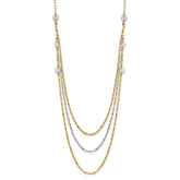 14k Two-tone Triple Layer Polished Circles Fancy 18 inch Necklace