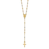 14k Tri-color Cross and Miraculous Medal with Laser-cut Beads 17 inch Rosary Necklace Plus 3 inch Extender - 2