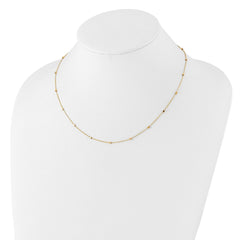 14K Polished Cube Stations 16 inch Necklace Plus 2 inch Extender