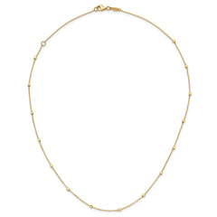 14K Polished Cube Stations 16 inch Necklace Plus 2 inch Extender