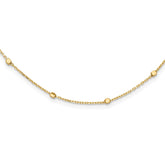 14K Polished Cube Stations 16 inch Necklace Plus 2 inch Extender