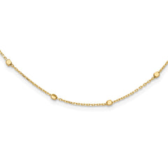 14K Polished Cube Stations 16 inch Necklace Plus 2 inch Extender