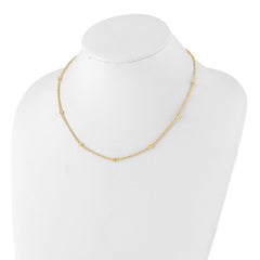 14k Mirror Beads and Diamond-cut Rope Chain 7-Station 18 inch Necklace