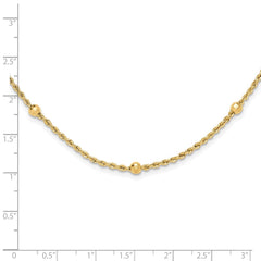 14k Mirror Beads and Diamond-cut Rope Chain 7-Station 18 inch Necklace