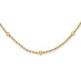 14k Mirror Beads and Diamond-cut Rope Chain 7-Station 18 inch Necklace