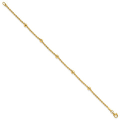 14k Mirror Beads and Diamond-cut Rope Chain 5-Station 7.5 inch Bracelet