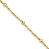 14k Mirror Beads and Diamond-cut Rope Chain 5-Station 7.5 inch Bracelet
