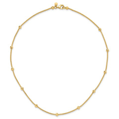 14K Polished Diamond-cut Beads and Mesh Chain 17 inch Necklace