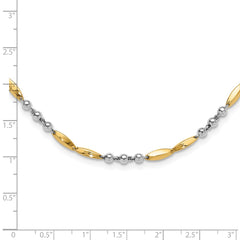 14K Two-tone Polished Beads and Oval Bars 18 inch Necklace