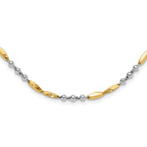 14K Two-tone Polished Beads and Oval Bars 18 inch Necklace