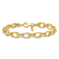 14K Polished 7.5mm Fancy Double Link 8 inch Bracelet