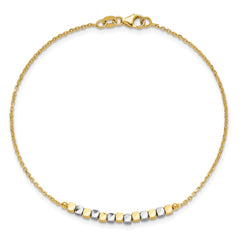 14K Two-tone Square Beaded 7.5 inch Bracelet