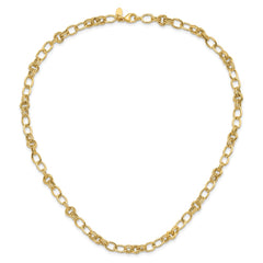 14k Polished and Textured 6mm Fancy Link 18.5 inch Necklace
