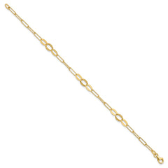 14K Diamond-cut Oval and Paperclip Link 7.25 inch Bracelet