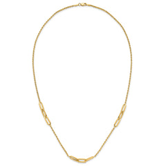 14K Polished Oval Link and Diamond-cut Rope 3-Station 20.25 inch Necklace