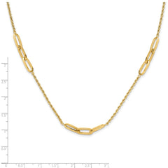 14K Polished Oval Link and Diamond-cut Rope 3-Station 20.25 inch Necklace