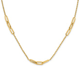 14K Polished Oval Link and Diamond-cut Rope 3-Station 20.25 inch Necklace