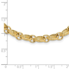 14K Polished 4.8mm Oval Fancy Triple Link 18 inch Necklace