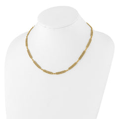 14k Polished Multi-Strand Diamond-cut Rope and Beaded 18.25 inch Necklace