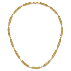 14k Polished Multi-Strand Diamond-cut Rope and Beaded 18.25 inch Necklace