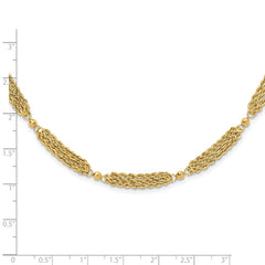 14k Polished Multi-Strand Diamond-cut Rope and Beaded 18.25 inch Necklace