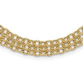 14K Polished and Textured Fancy Cable with 3-Strand Bib 17 inch Necklace