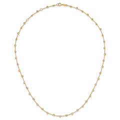 14K Polished and Diamond-cut Beaded 16 inch Necklace Plus 2 inch Extender